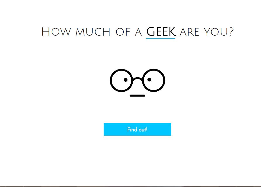 Geek quiz welcome page